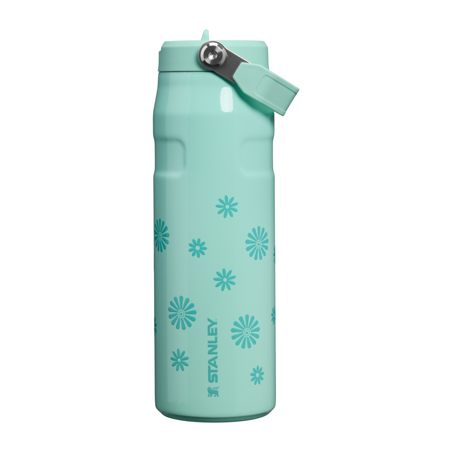 Stanley 1913 Wild and Free Collection アイスフロー フリップストロー2.0 真空断熱ボトル 24 oz（約0.71L） in Teal Daisies | View 1