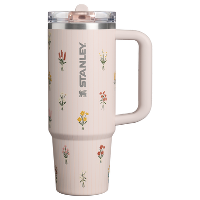 Stanley 1913 Bouquets クエンチャー プロツアー フリップストロー 真空断熱タンブラー 30 oz （約0.89L） in Rose Quartz Bouquets | Front View